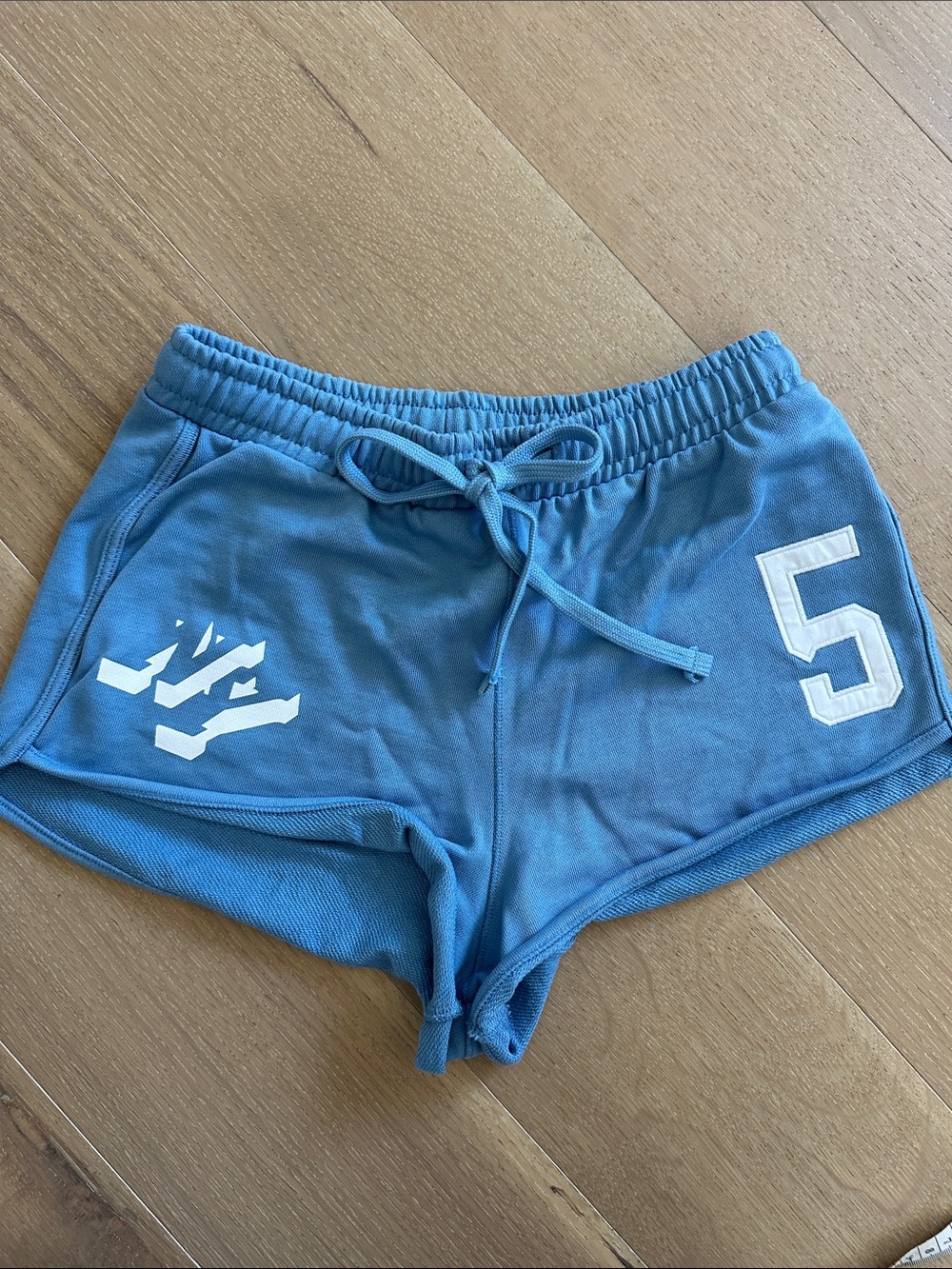 Zara Sweatshirt Shorts Small Blue Drawstring Elastic Waist Sporty
